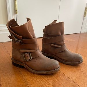 Jeffrey Campbell Brown Distressed Leather Ankle Boot With Buckles - 5